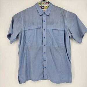 GameGuard Shirt Mens 2XL Gingham Vented UPF Fishing Short Sleeve Button Up FLAWS